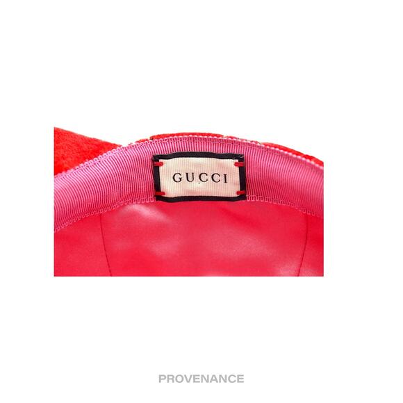 🔴 Gucci GG Monogram Canvas Velour Cap - Orange - Picture 9 of 10